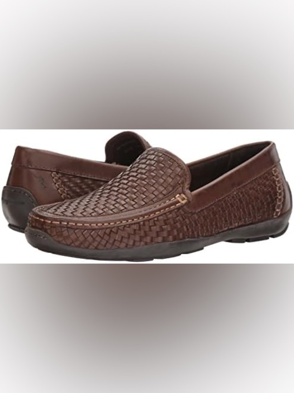 Men’s TOMMY BAHAMA Brown leather woven loafers- Size 15